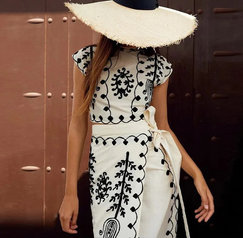 Ensemble Sara – Imprimé Chic de Top et Jupe