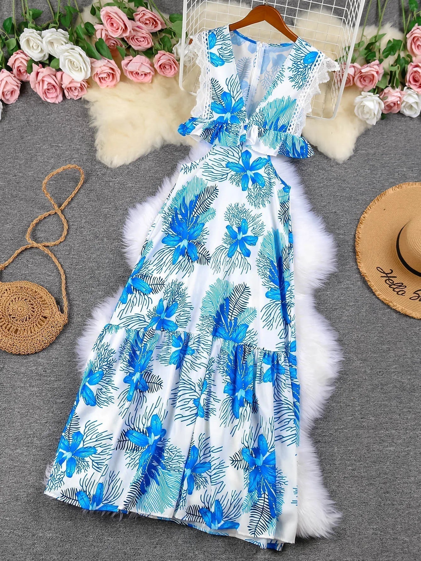 Robe Margie en Dentelle Sans Manches Tendance