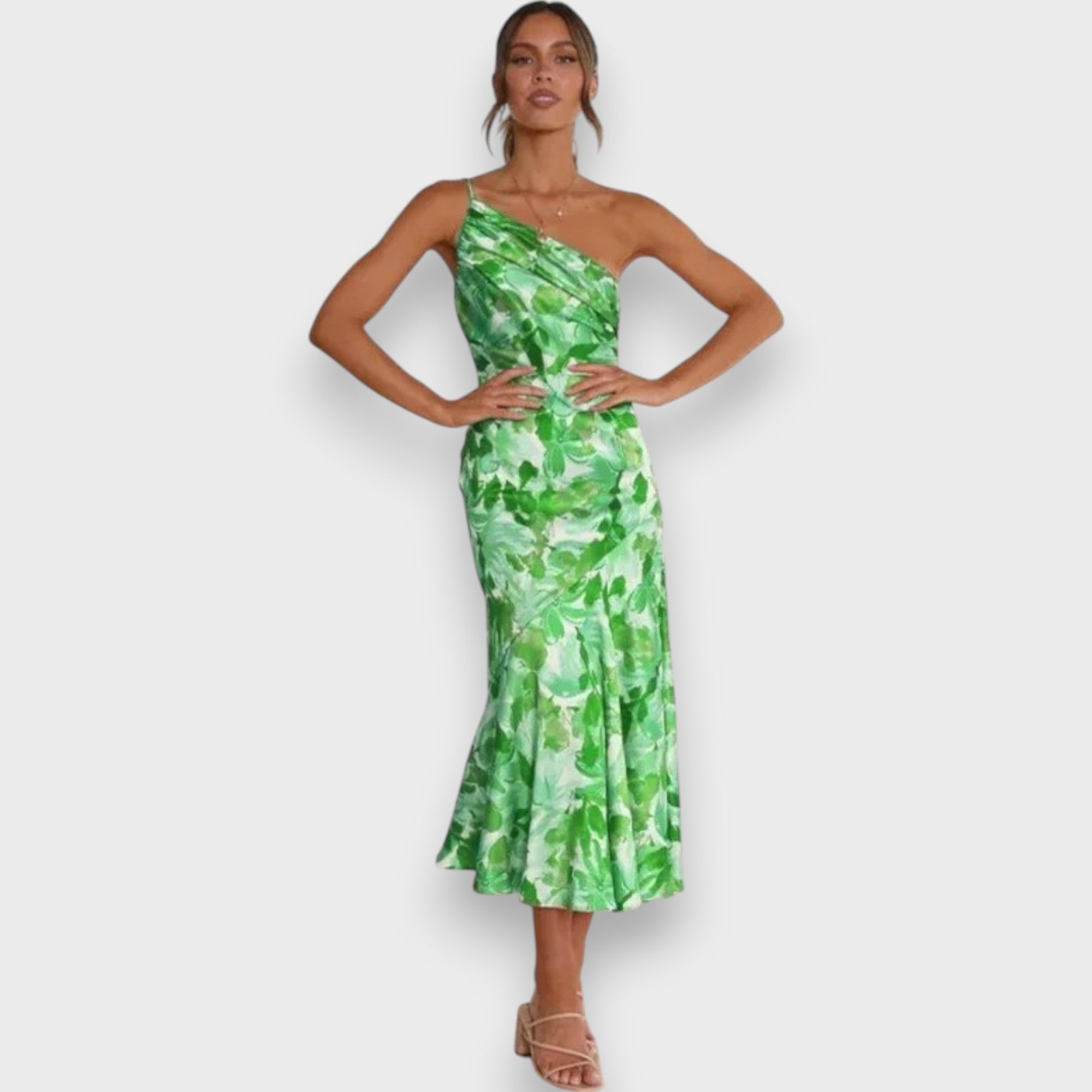 Robe Lydiane Longue avec Imprimé Floral Asymétrique