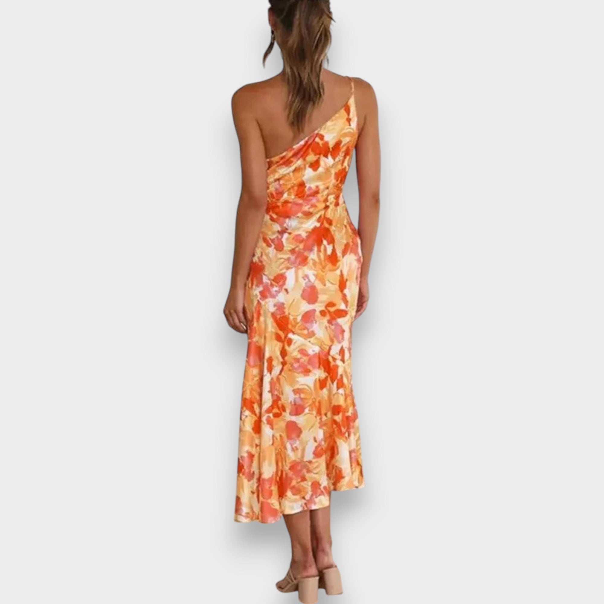 Robe Lydiane Longue avec Imprimé Floral Asymétrique