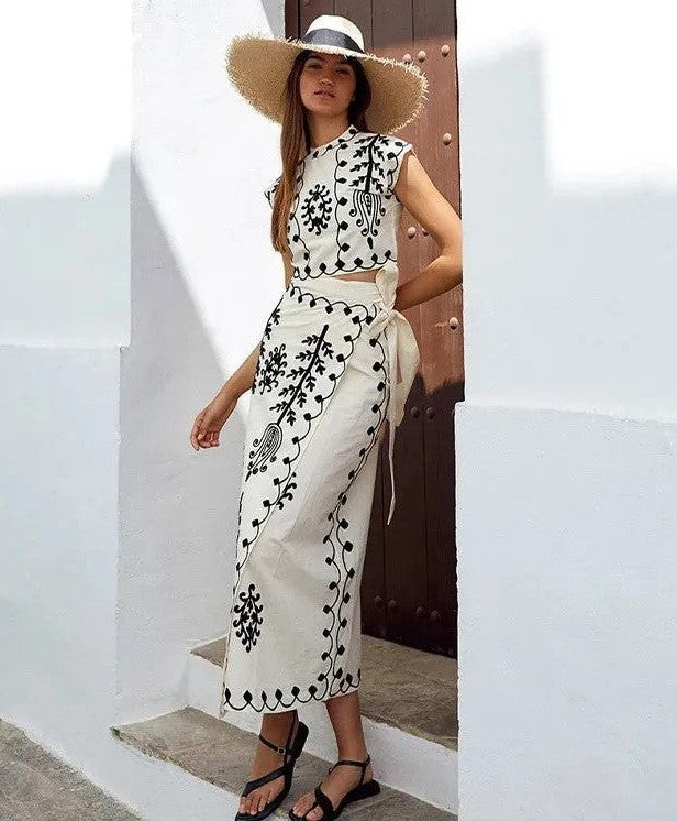 Ensemble Sara – Imprimé Chic de Top et Jupe