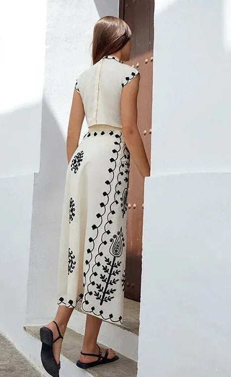 Ensemble Sara – Imprimé Chic de Top et Jupe