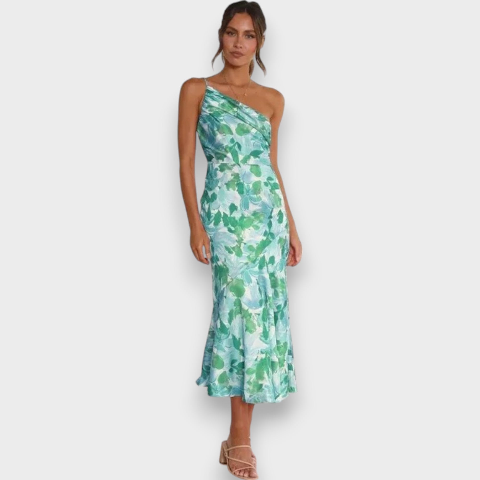 Robe Lydiane Longue avec Imprimé Floral Asymétrique